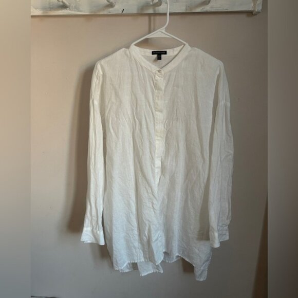 Eileen Fisher Casual White Linen Shirt - Picture 1 of 6